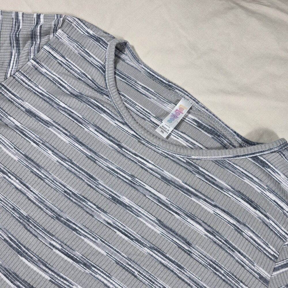 Lularoe Julia Bodycon Midi Dress Women’s Plus Size 3XL Ribbed Gray Striped